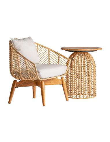 MESA AUXILIAR PLISSÉ RATTAN