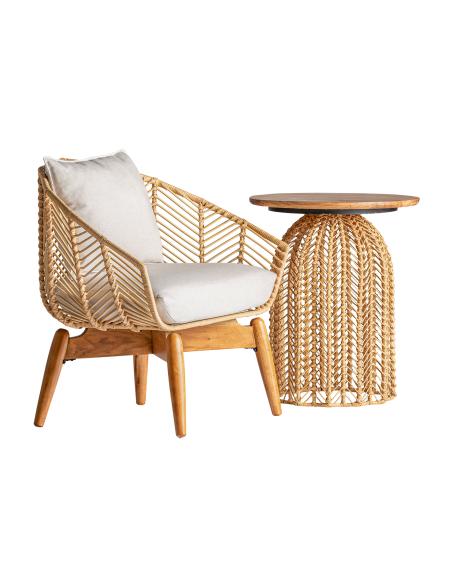 MESA AUXILIAR PLISSÉ RATTAN